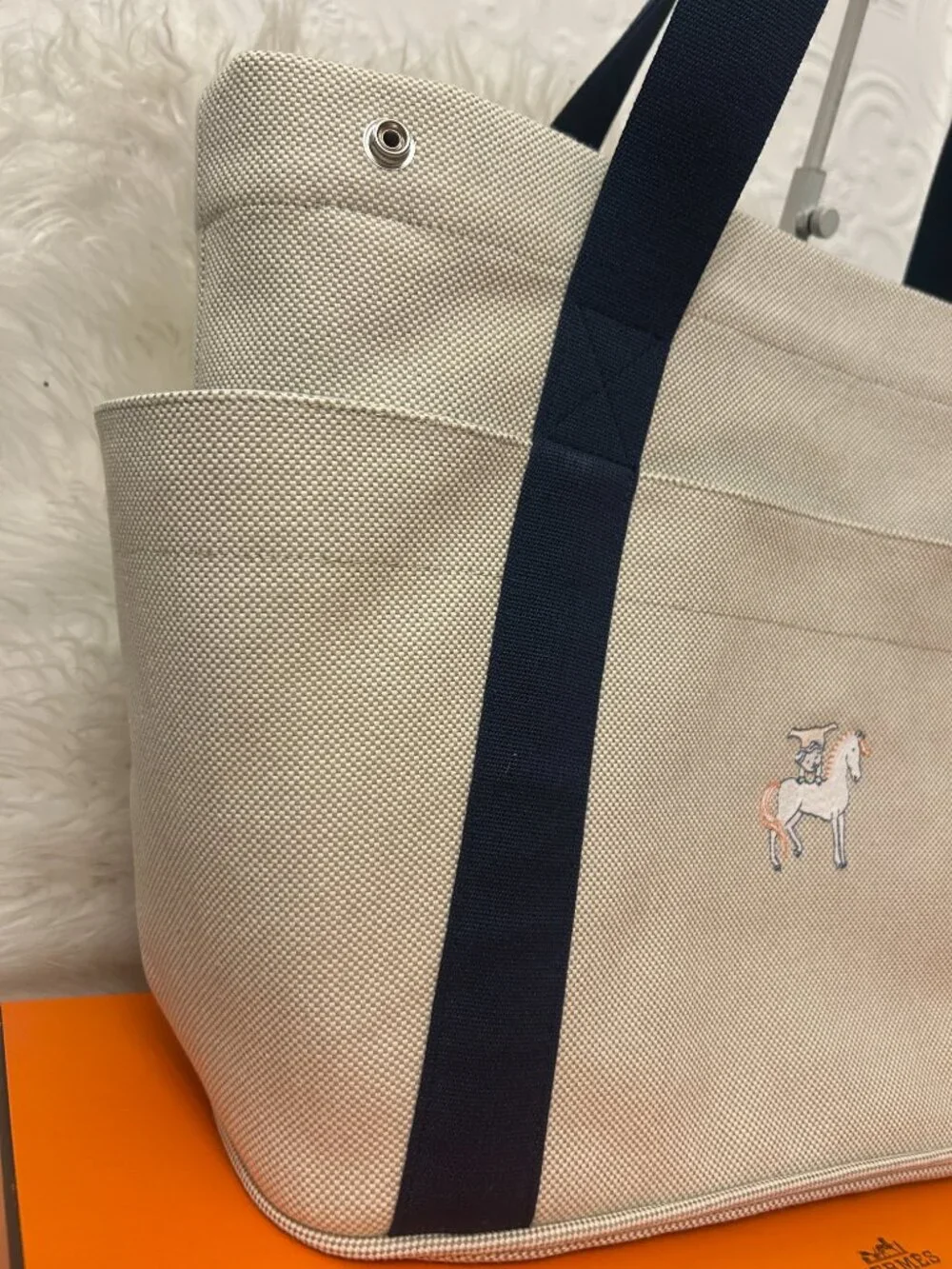 Hermes Cabriole Bag in Toile, Size GM, with Hermes  Box & Dust Bag NEW